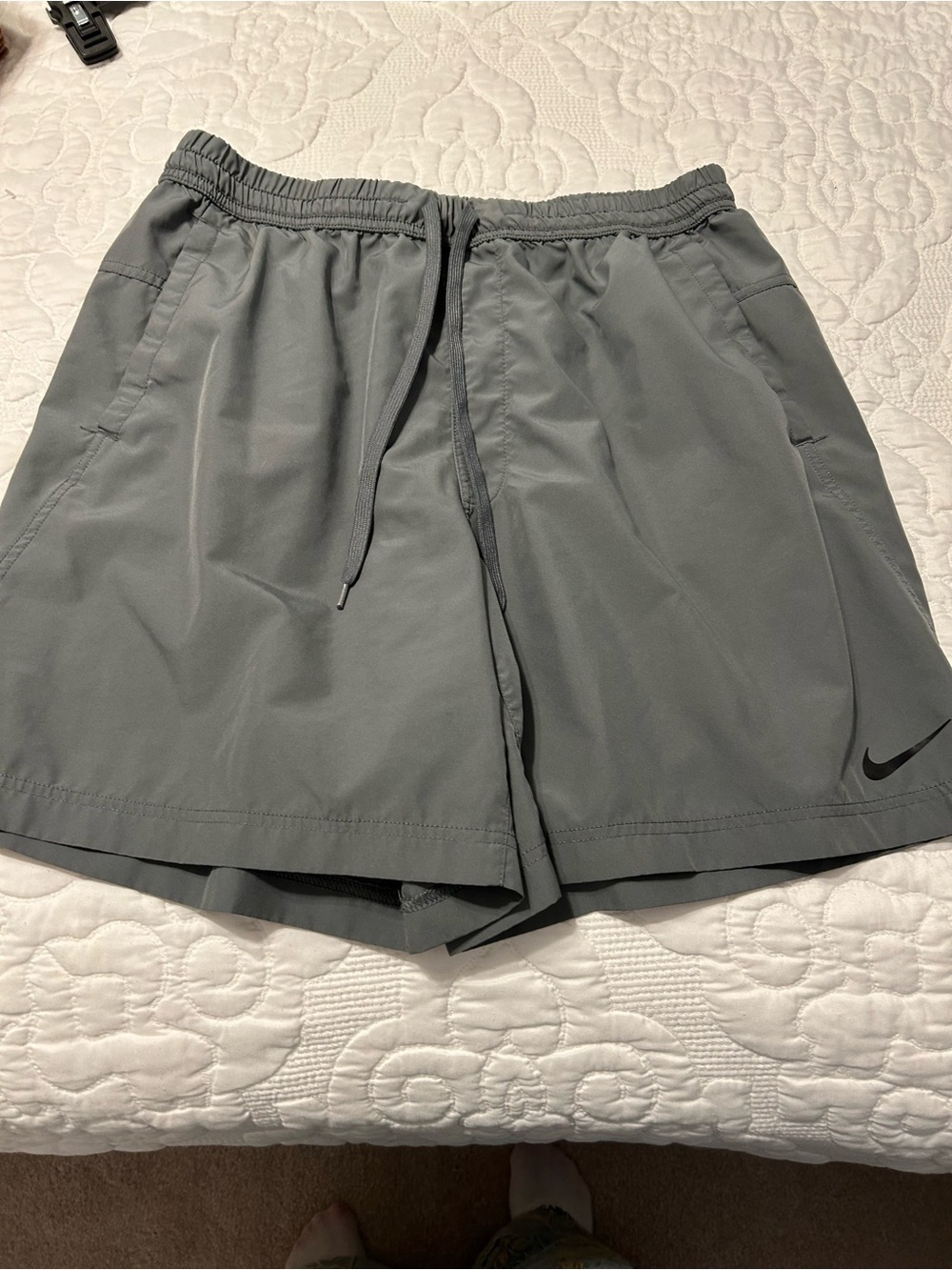 Nike Men’s Gray Athletic Shorts with Drawcord